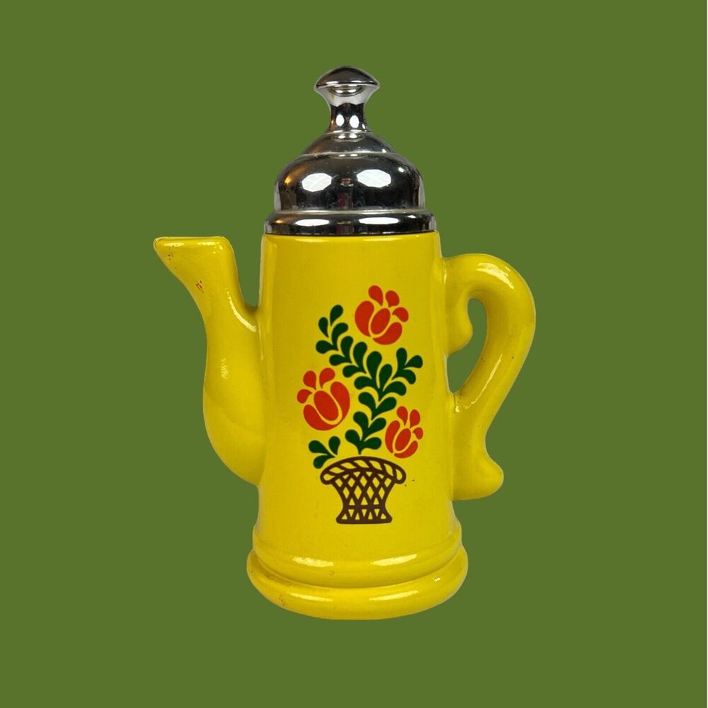 70s Avon Vintage Koffee Klatch Harvest Gold Groovy Floral Collectible Bottle